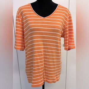 Chico’s Woman’s Elbow-Sleeve Stripe Tee- Size 2 = U.S. 12
